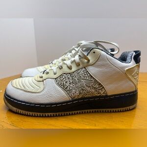 Jordan White and Navy Patterned Sneakers